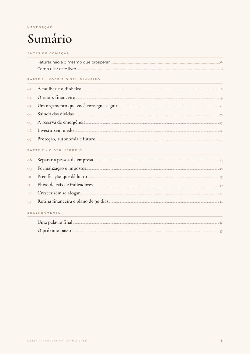 Página do e-book: Duas partes, treze capítulos