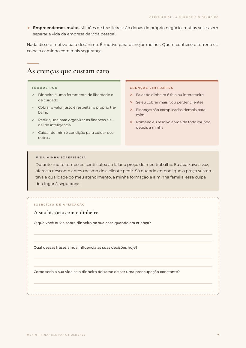 Página do e-book: A mulher e o dinheiro