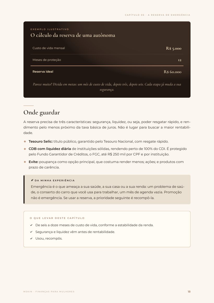 Página do e-book: O cálculo da reserva de uma autônoma