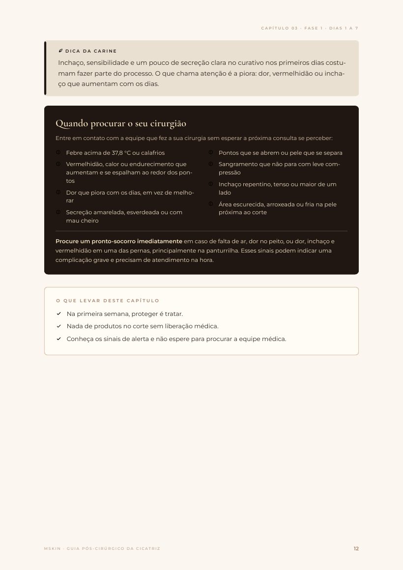 Página do e-book: Dica da Carine e sinais de alerta