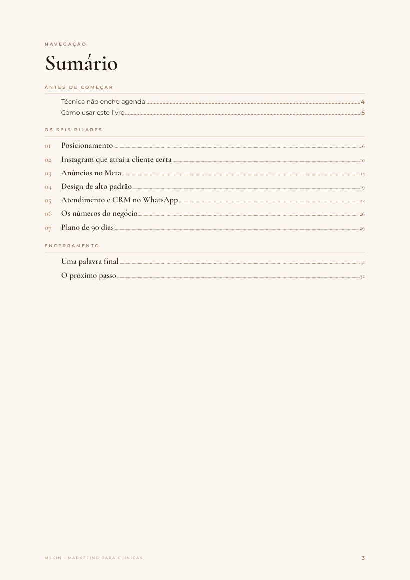 Página do e-book: Seis pilares e um plano