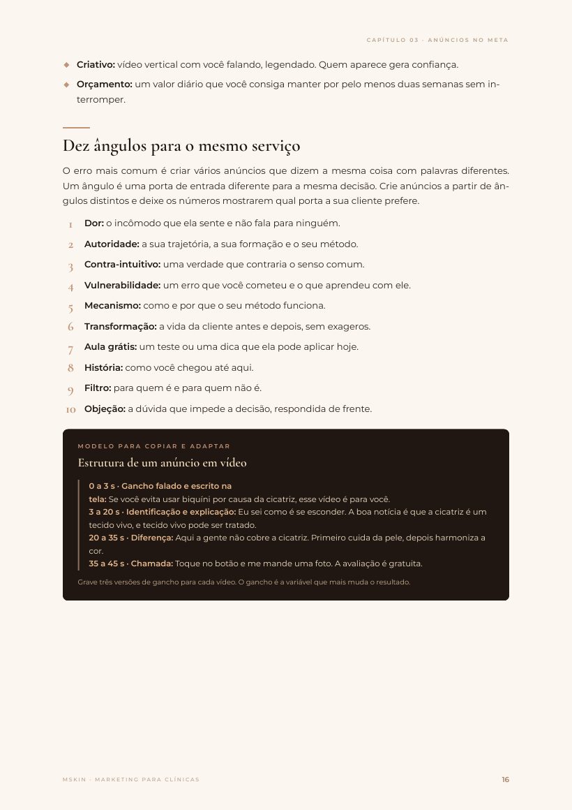 Página do e-book: A configuração básica do anúncio