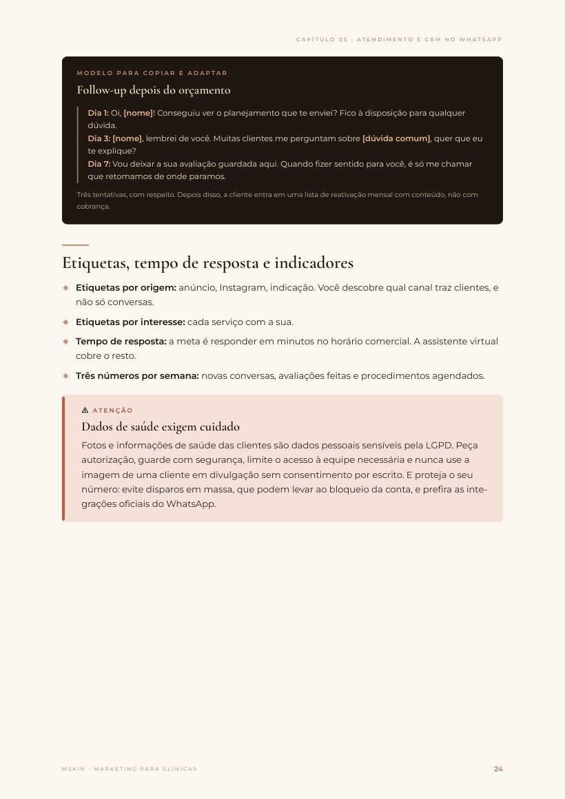 Página do e-book: Follow-up depois do orçamento