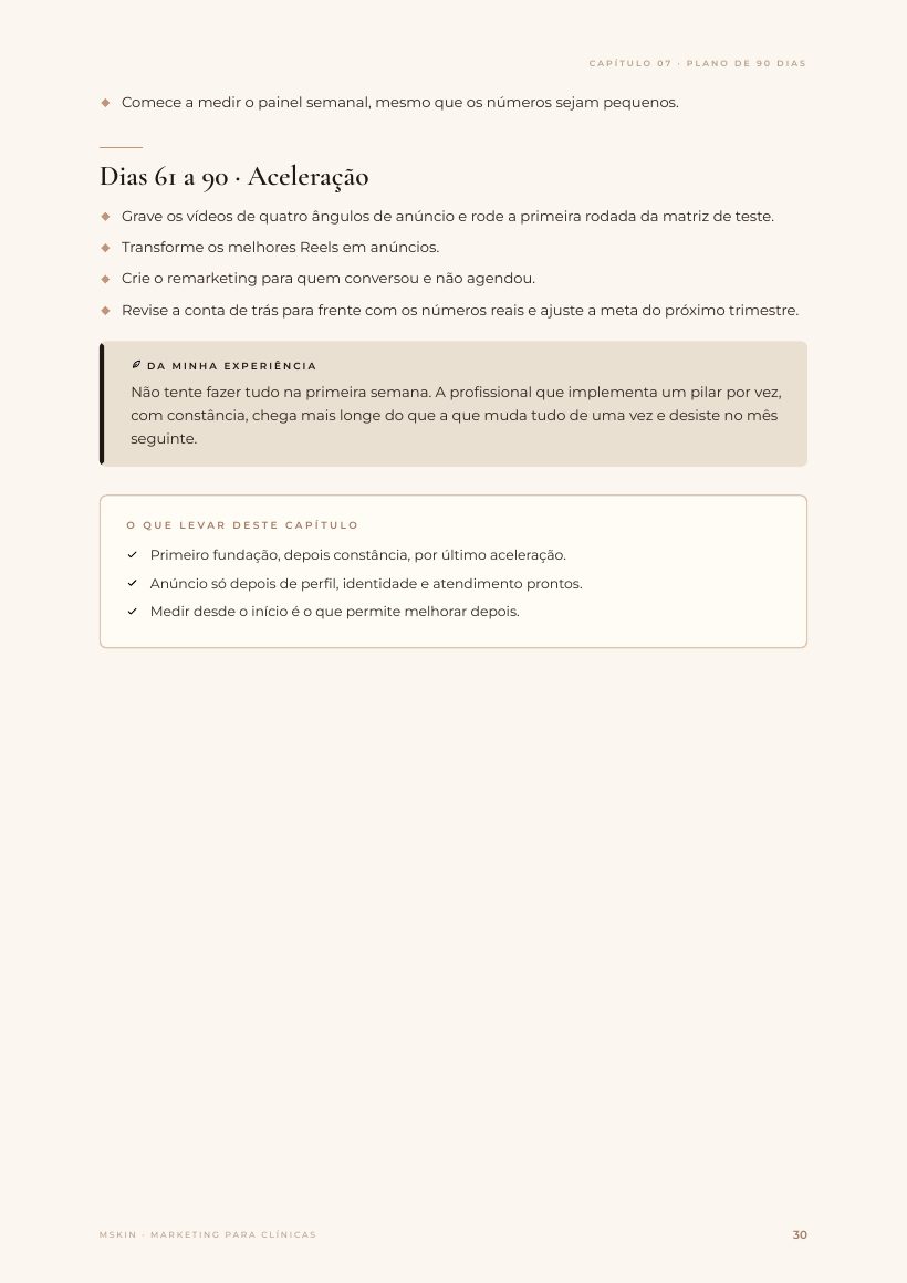 Página do e-book: Plano de 90 dias